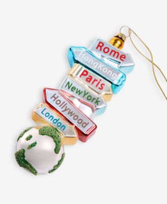 Around the World Glass Locations Sign Ornament, Macy's Exclusive