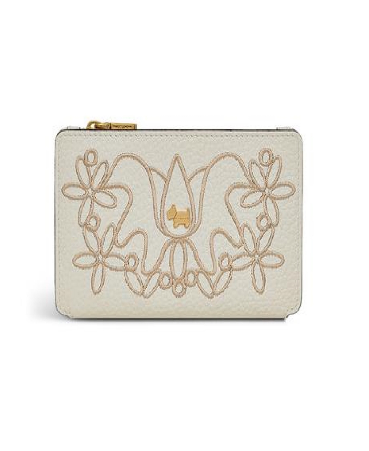Coin Street Embroidery Zip Top Wallet - Chalk