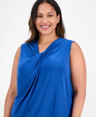 Plus Size Sleeveless Knot-Neck Top