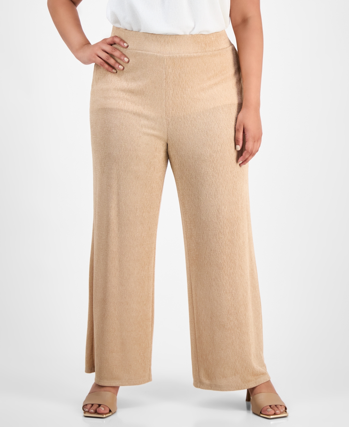Kasper Plus Size Pull-on Wide-leg Pants In Multi