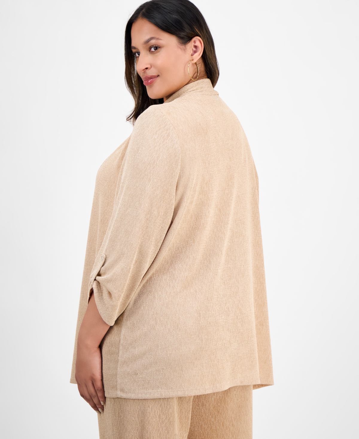 Kasper Plus Size Cozy Open-front Cardigan In Multi