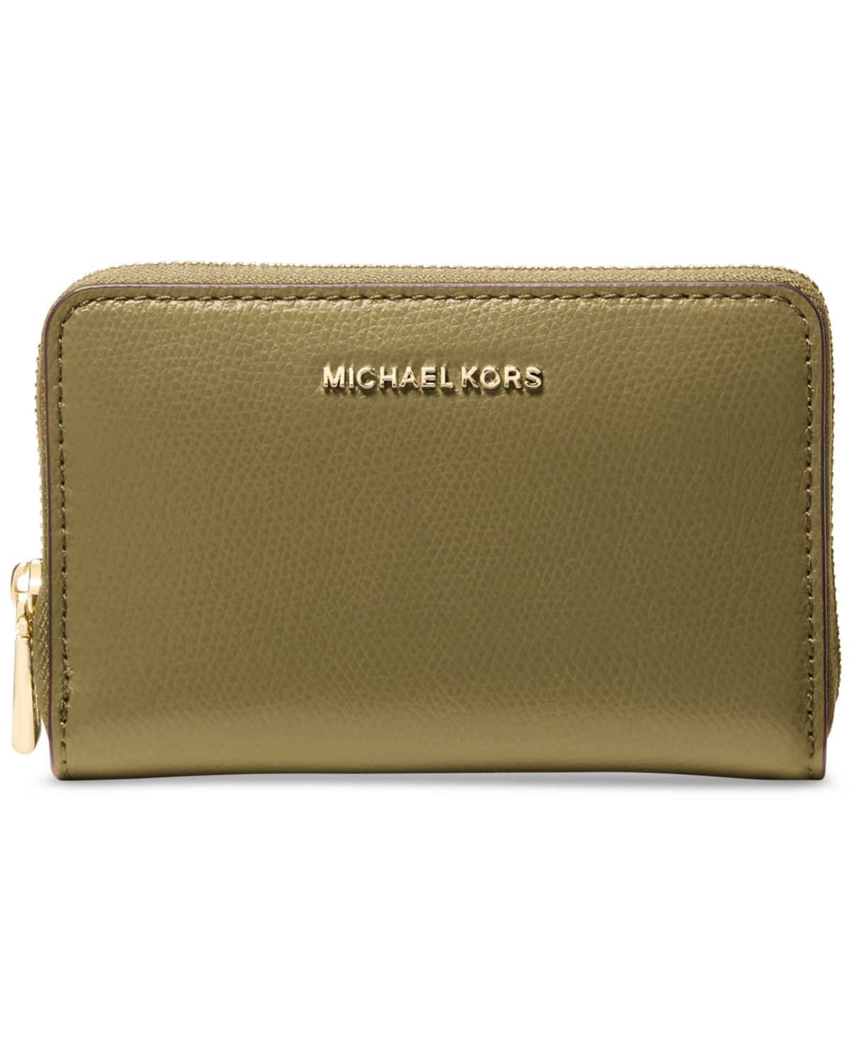 Michael Kors Michael  Jet Set Small Zip Around Card Case In Green