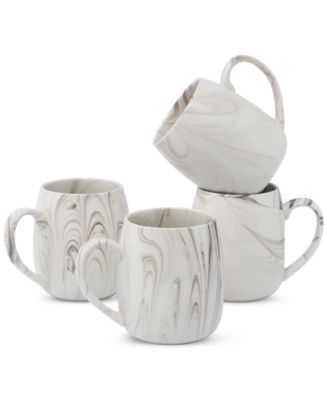 Lorren Home Trends Marble Pattern Mugs, Set of 4 - Macy's