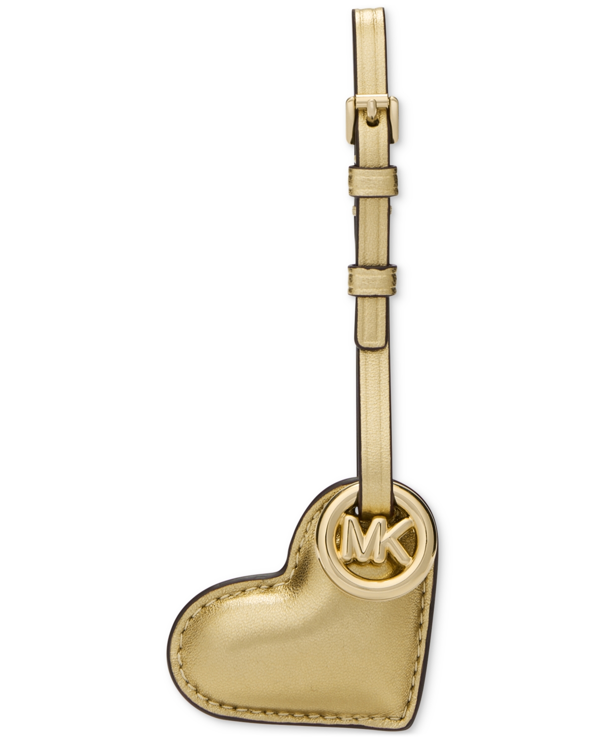 Michael Kors Metallic Puffy Heart Leather Bag Charm In Gold