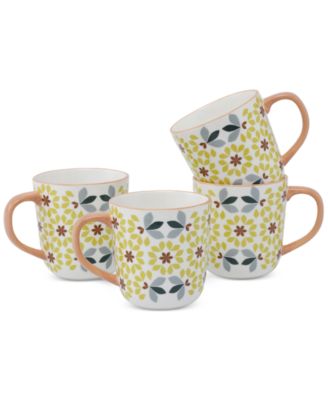 Lorren Home Trends - Geo Floral Mugs, Set of 4