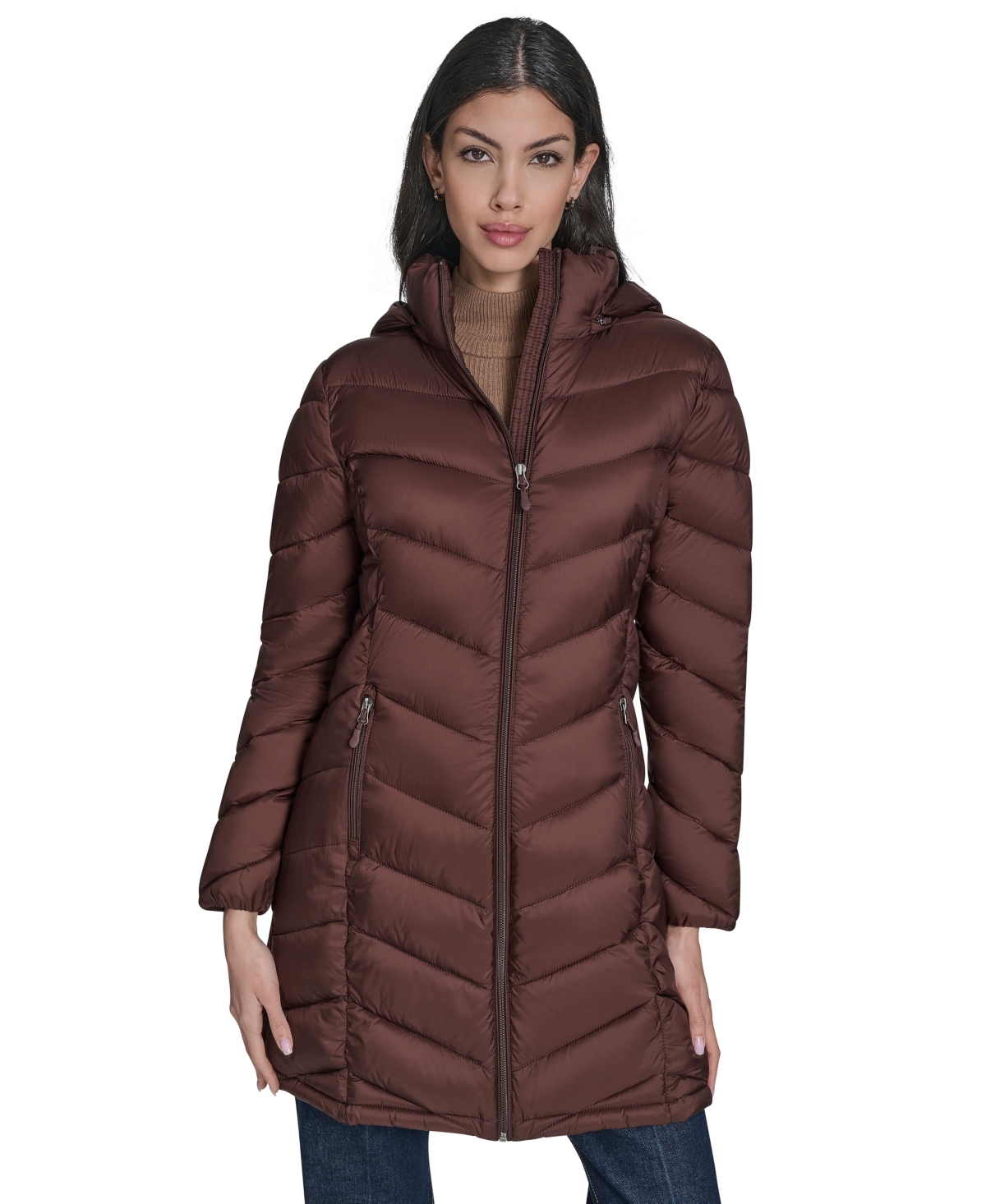 Charter Club Women's Packable Hooded Puffer Coat, Created For Macy's In Brown