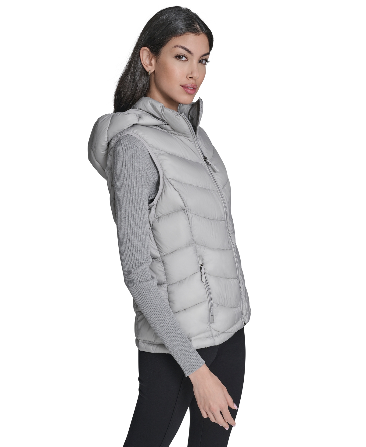 Charter Club Women's Packable Hooded Puffer Vest, Created For Macy's In Silver