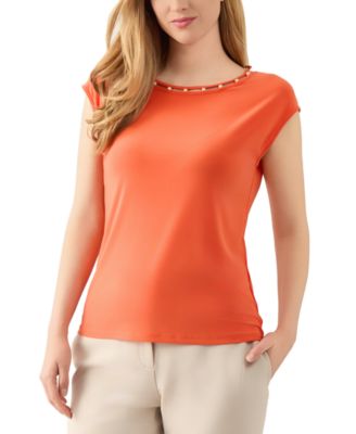 売れ筋商品|||カスパー カットソー トップス レディース Women's Beaded-Trim Extended-Shoulder Top, Regular & Petite Sizes Tearose Kasper Women's Beaded-Trim Extended-Shoulder Top, Regular