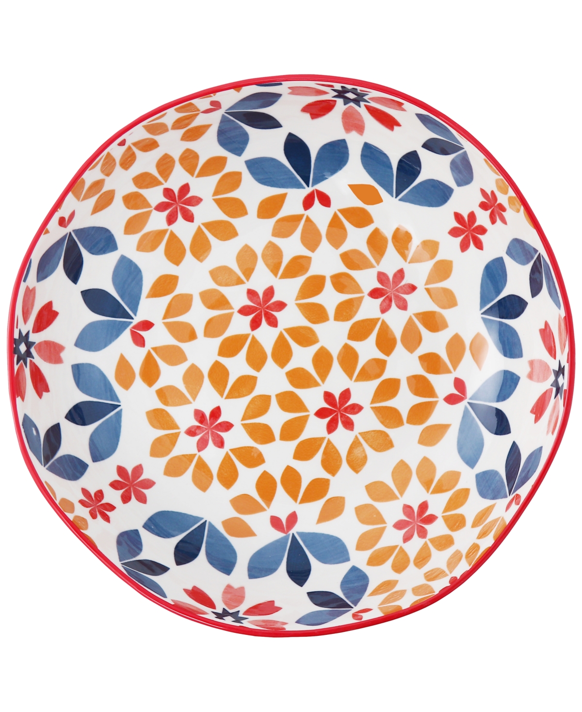 Lorren Home Trends Geo Floral 5-pc. Pasta/all-purpose Bowl Set In Multi