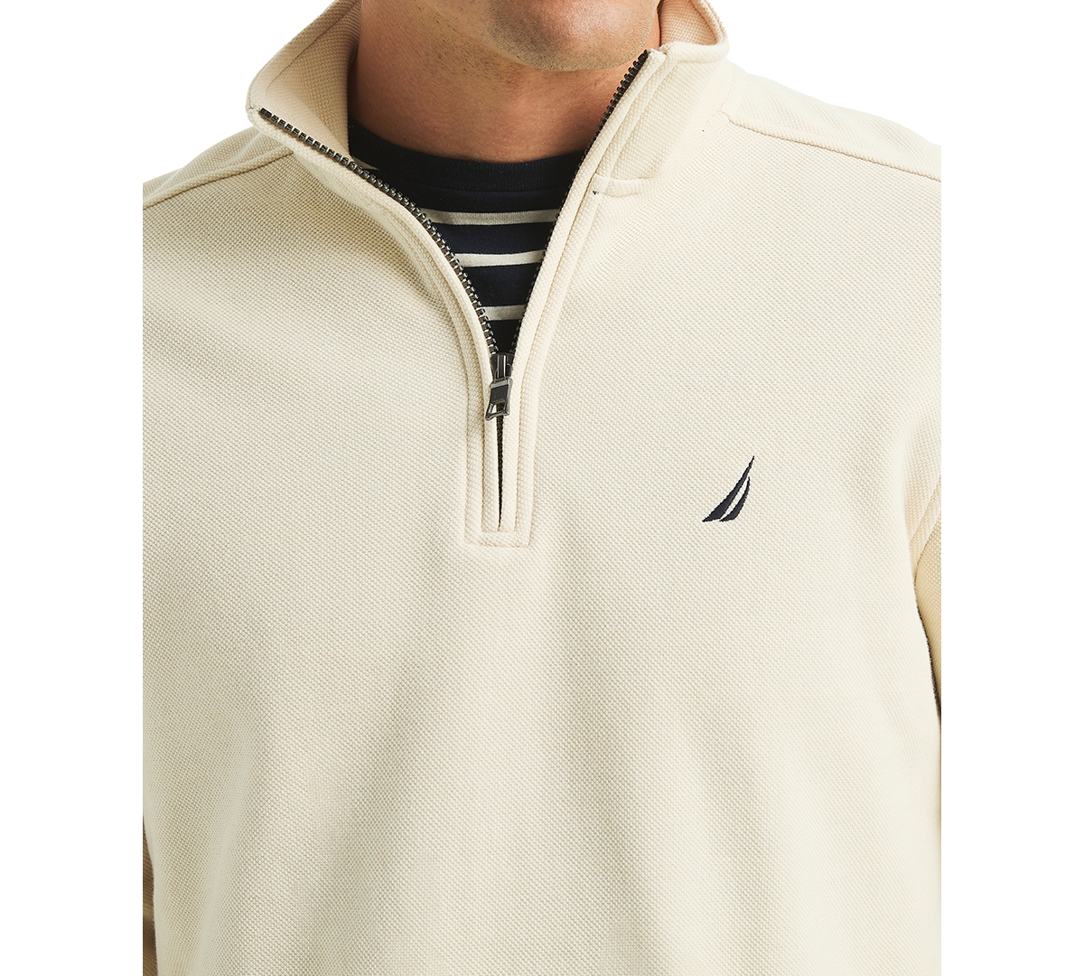 Nautica Mens Quarter-zip Fleece Sweatshirt In Neutral