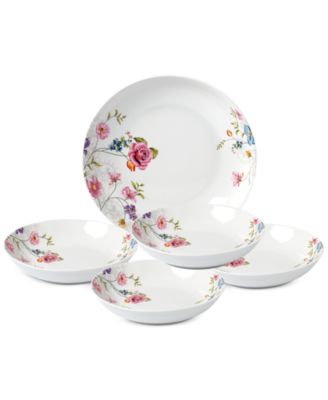 Lorren Home Trends - Floral 5-Pc. Pasta/All-Purpose Bowl Set