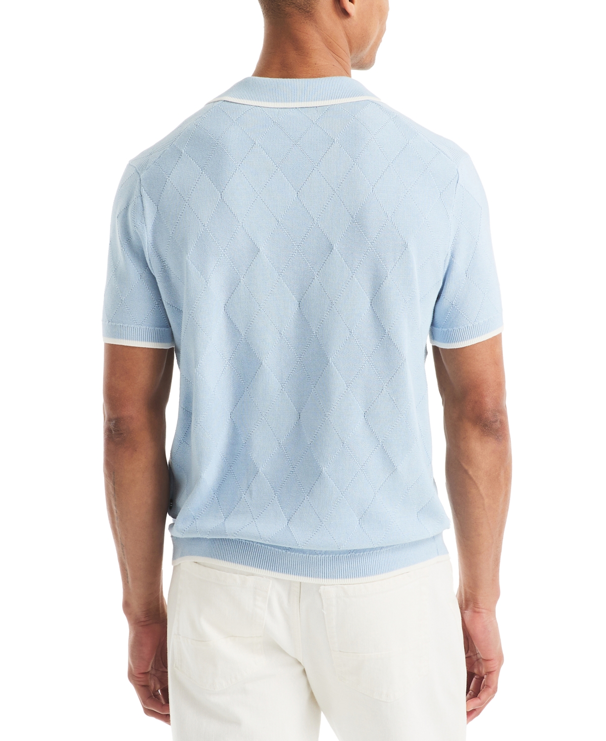 Nautica Mens Textured Argyle Sweater Polo In Blue