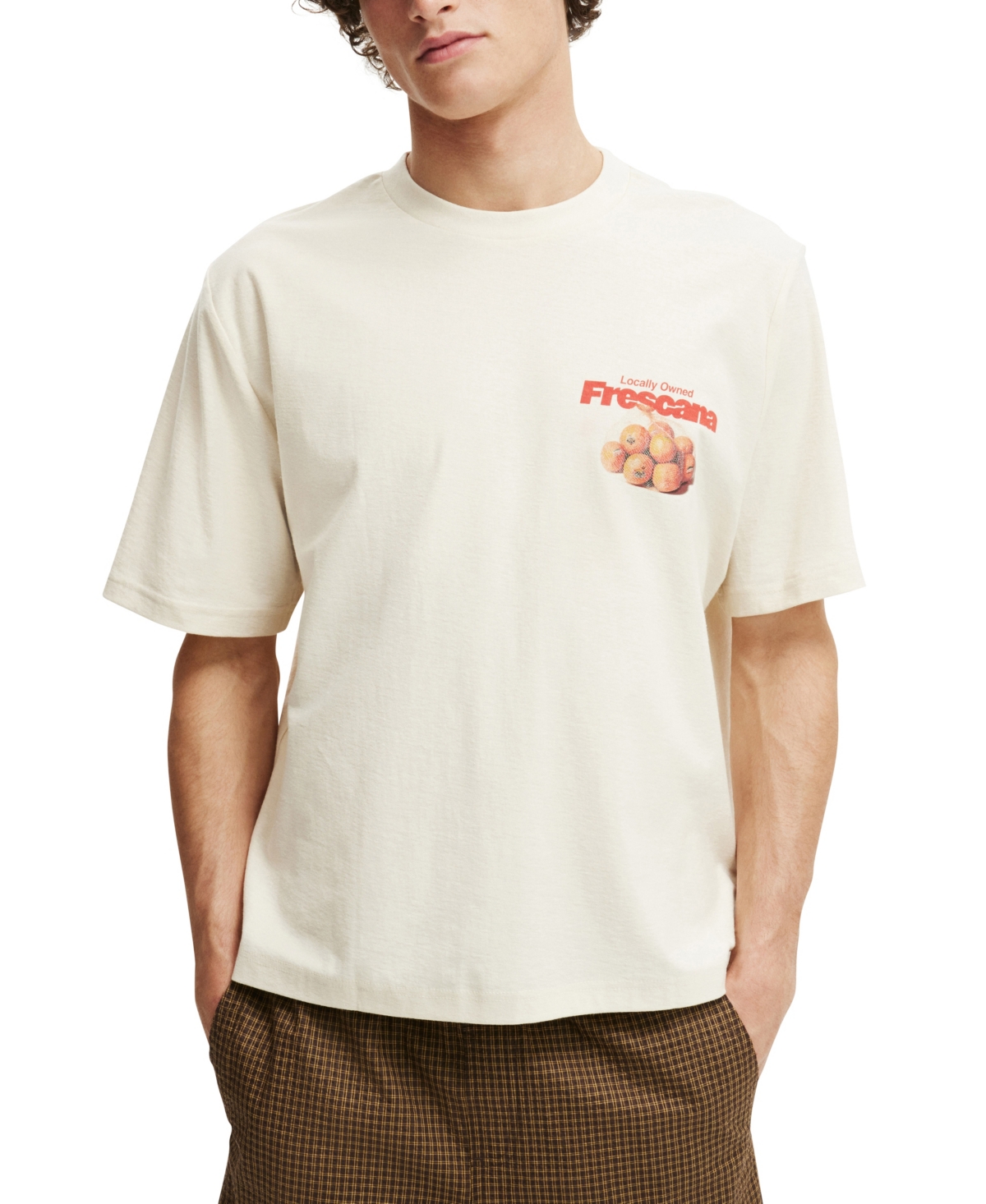Men's Cropped Fit Graphic T-Shirt - Off white