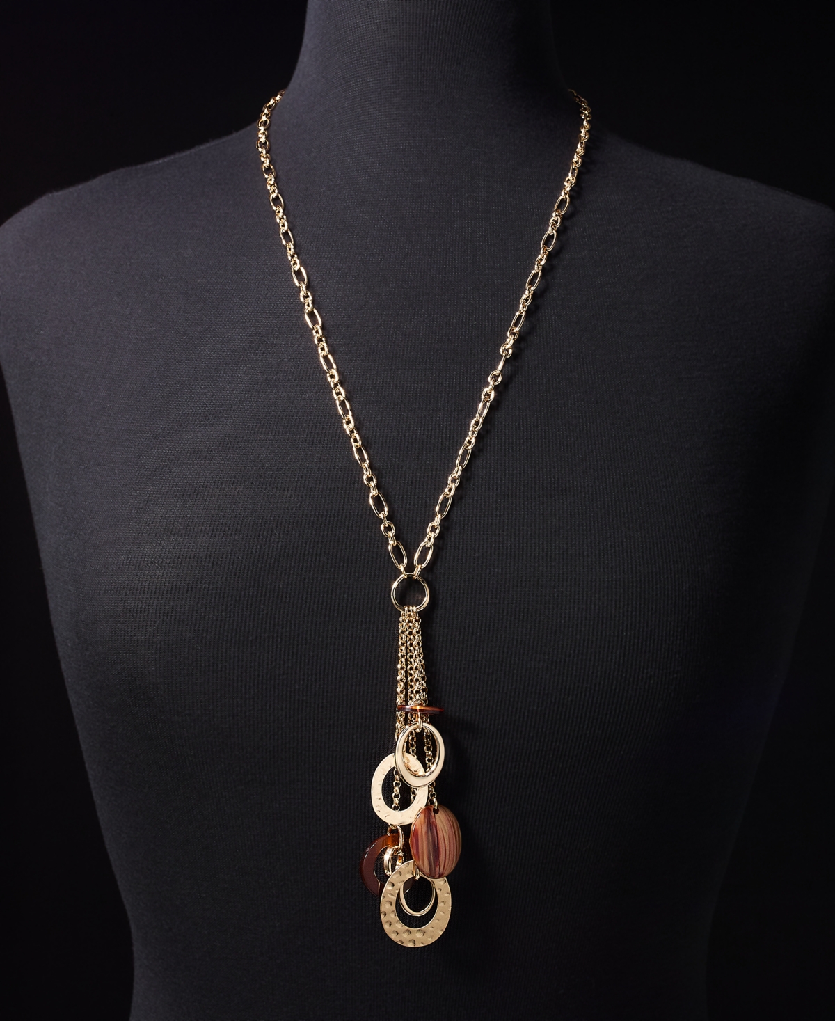 Style & Co Shaky Bead And Disc Pendant Necklace, Macy's Exclusive In Brown