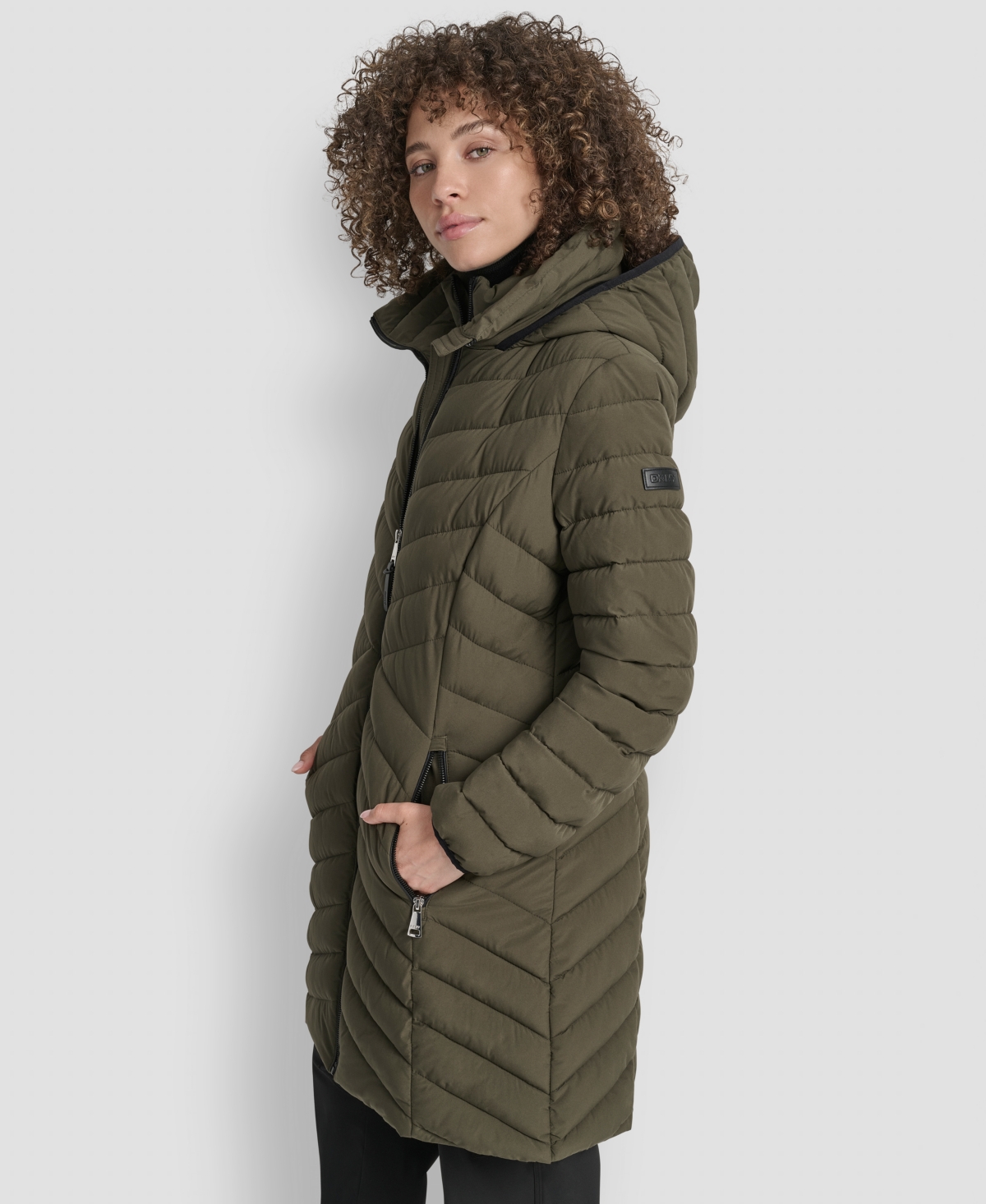 Dkny Women's Bibbed Packable Puffer Coat In Green