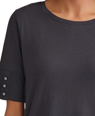 Women's Button-Cuff Crewneck T-Shirt
