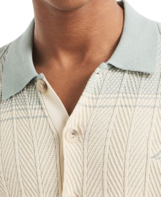 Men's Short Sleeve Button-Front Sweater