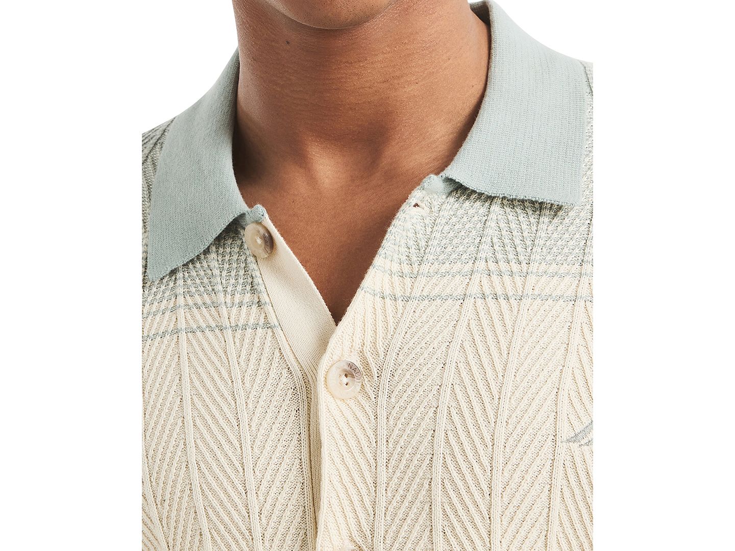Мужской свитер Nautica Short Sleeve Button-Front, цвет: Молочный белый — фото 3