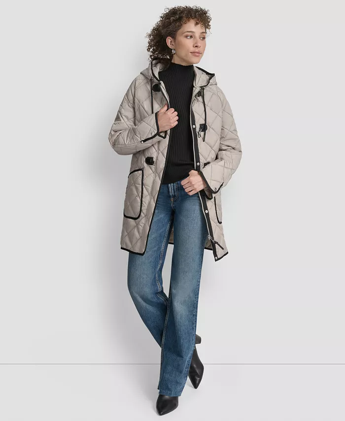 Women's Hooded Toggle Quilted Coat - thumbnail 6