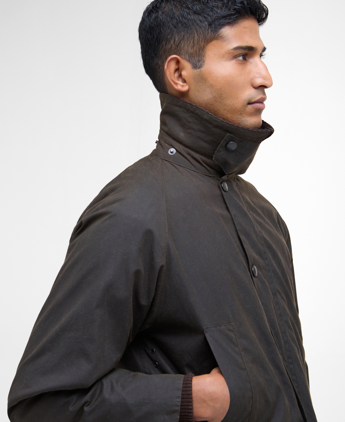 Barbour Brown Waxed Cotton Ashby Jacket In Green