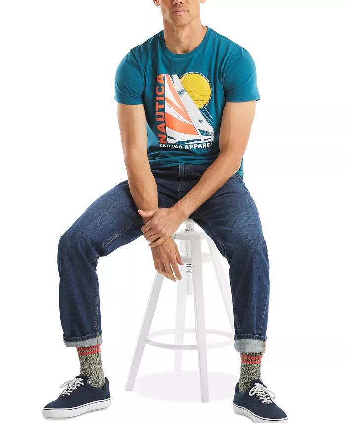 Men's Short Sleeve Modern Sailboat Graphic T-Shirt - thumbnail 2