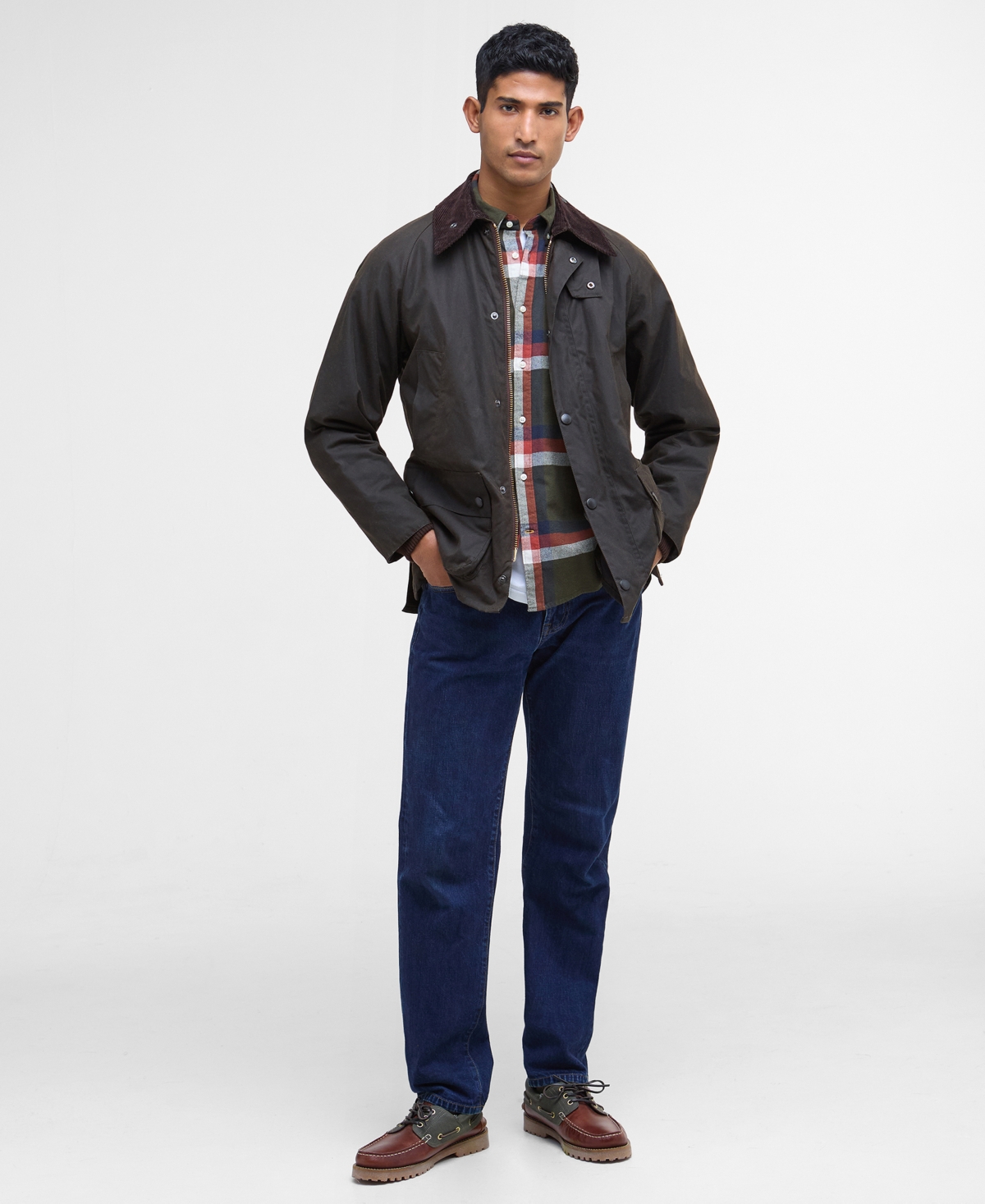 Barbour Brown Waxed Cotton Ashby Jacket In Green