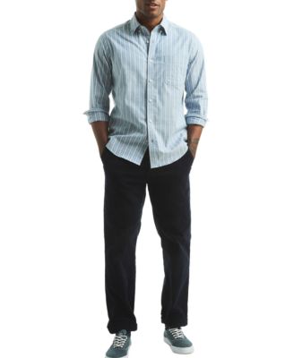 Men's Long Sleeve Striped Button-Down Shirt