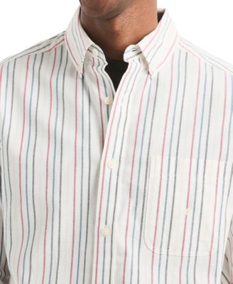 Men's Long Sleeve Striped Button-Down Shirt