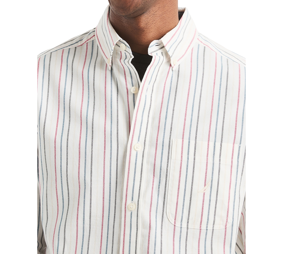 Nautica Men's Long Sleeve Striped Button-down Shirt In White