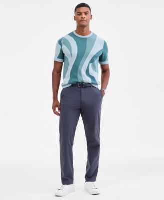 Men's Short-Sleeve Abstract Pattern Crewneck Sweater, Macy's Exclusive