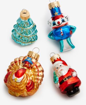 Thanksgiving Day Parade Set of 4 Glass Mini Ornaments, Macy's Exclusive