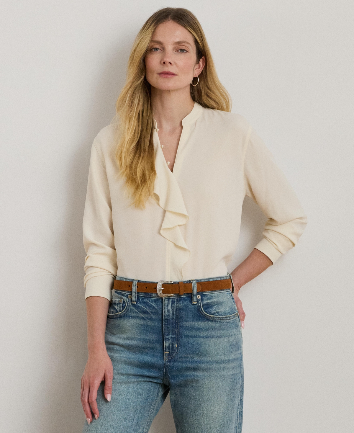 Lauren Ralph Women's Ruffle-Trimmed Georgette Tunic