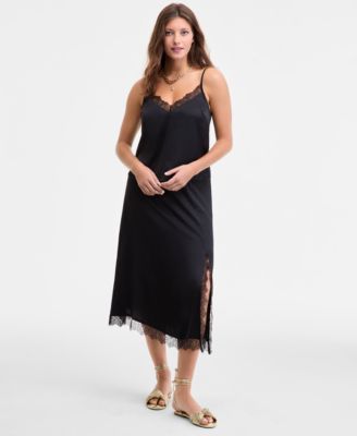 On 34th Womens Lace Trim Tank Lace Trim Slip Skirt Macys Exclusive In Black