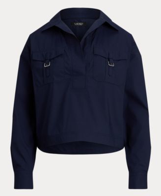 Women's Buckle-Trim Cotton-Blend Shirt