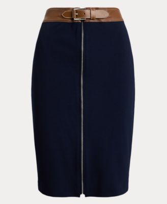 Women's Faux-Leather-Trim Ponte Pencil Skirt 