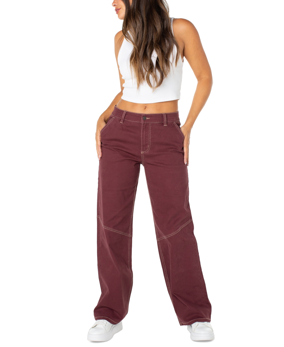 Juniors' Slouchy Skater Wide-Leg Jeans - Sparkling Merlot