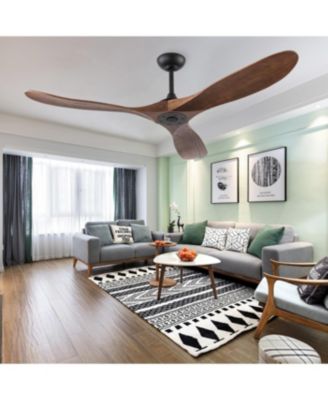 60-inch lampless ceiling fan, for indoor and outdoor, with remote control, reversible DC motor, wood noiseless