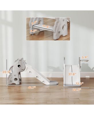 Kids Slide with Climber and Basketball Hoop, 3-in-1 Baby Slide,