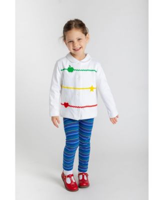 Toddler Girls Knit Cardigan With Apple, Star, & Heart