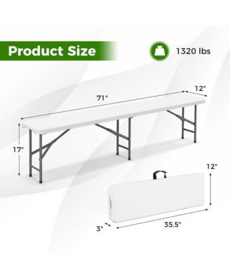 2PCS 6 ft Plastic Folding Bench w/ 1320 LBS Capacity Handle & Lock For Outdoor