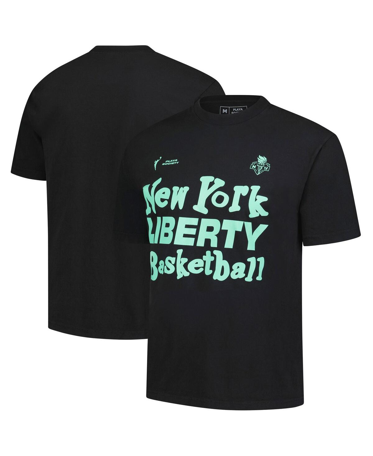Playa Society Men's And Women's Black New York Liberty Wordmark T-shirt In Black
