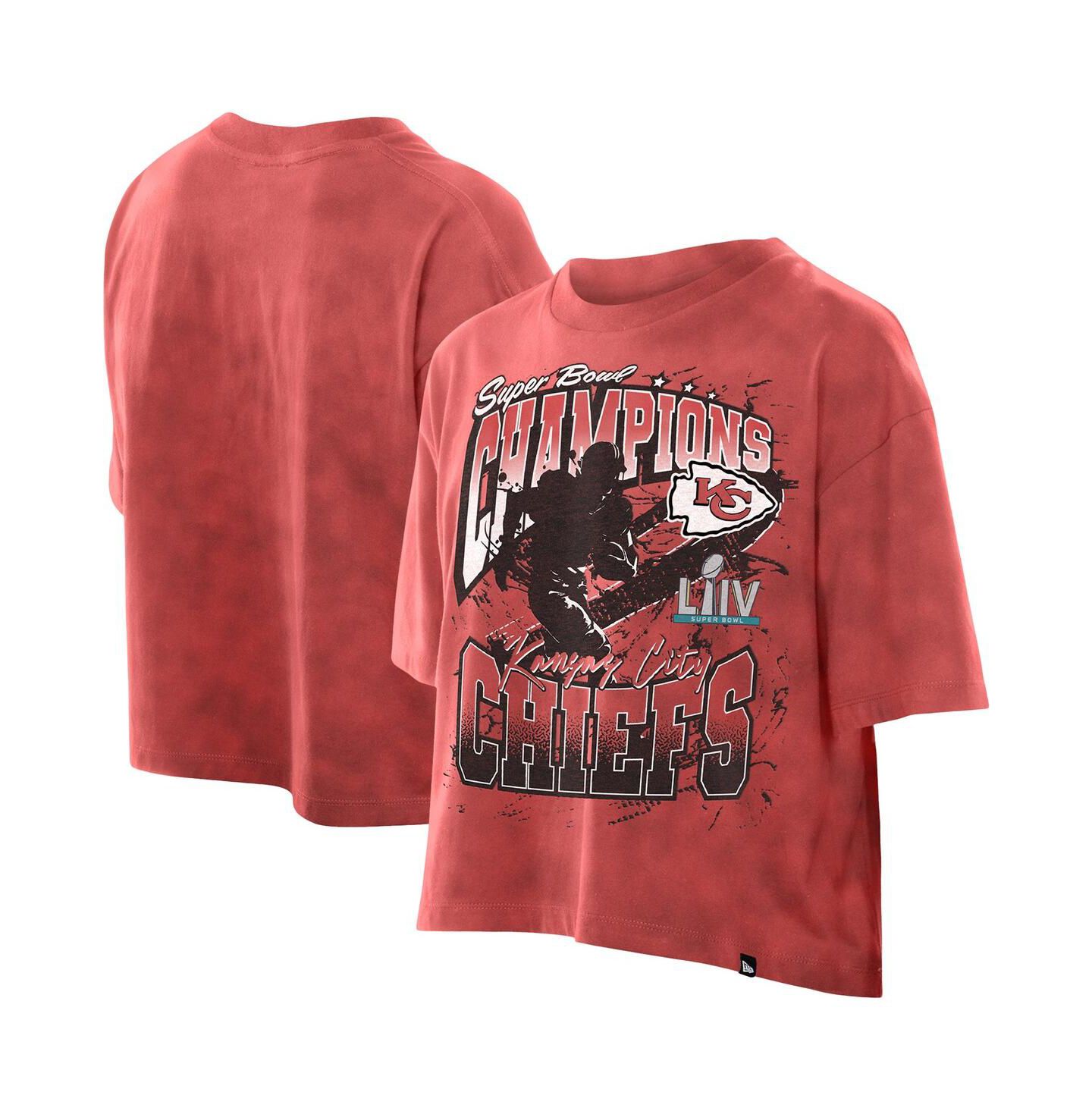 Женская футболка New Era Red Kansas City Chiefs Cropped Boxy Sport Classics Mineral Wash — фото 1