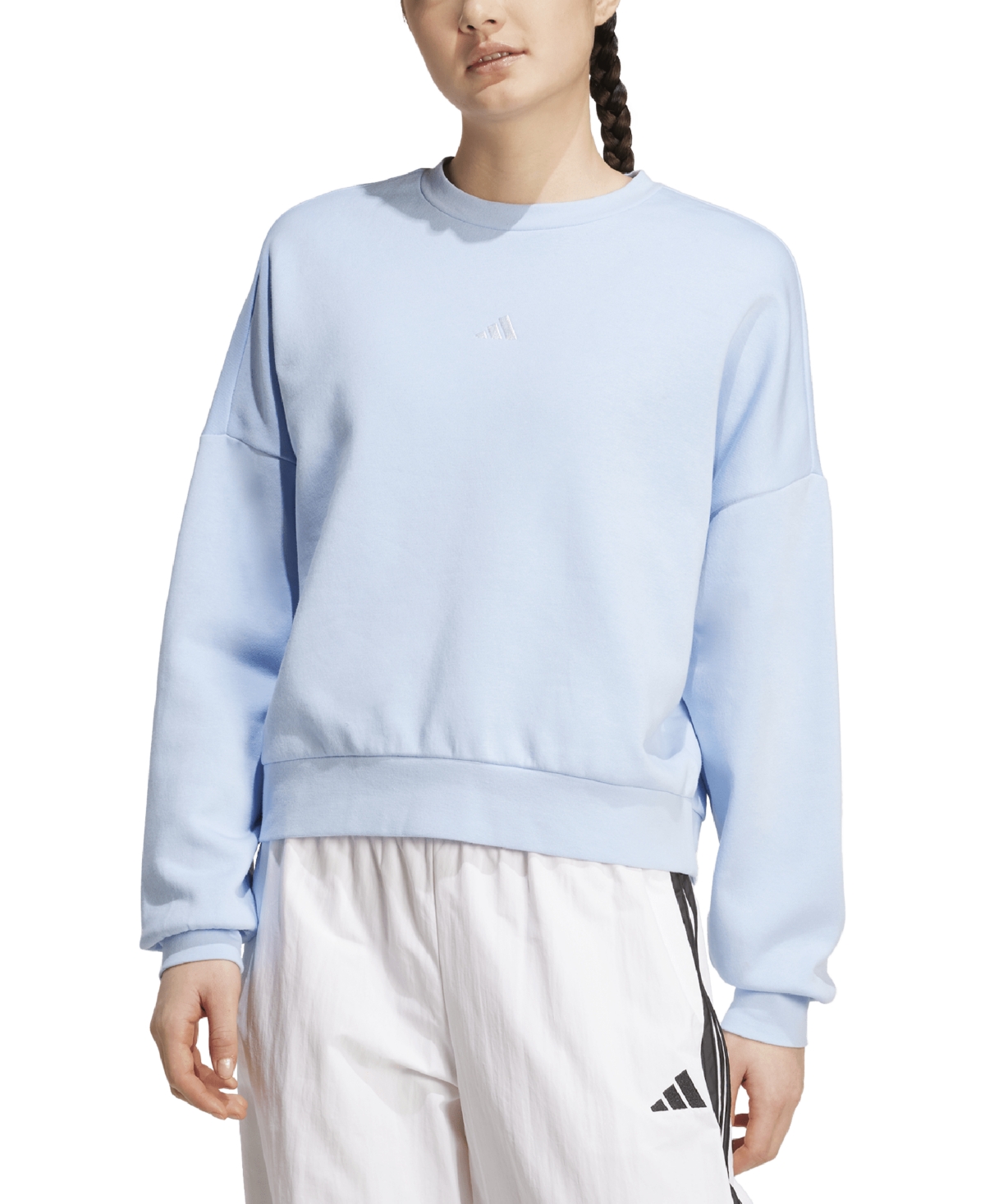 Women's Fleece Drop-Shoulder Sweatshirt - Glow Blue/white