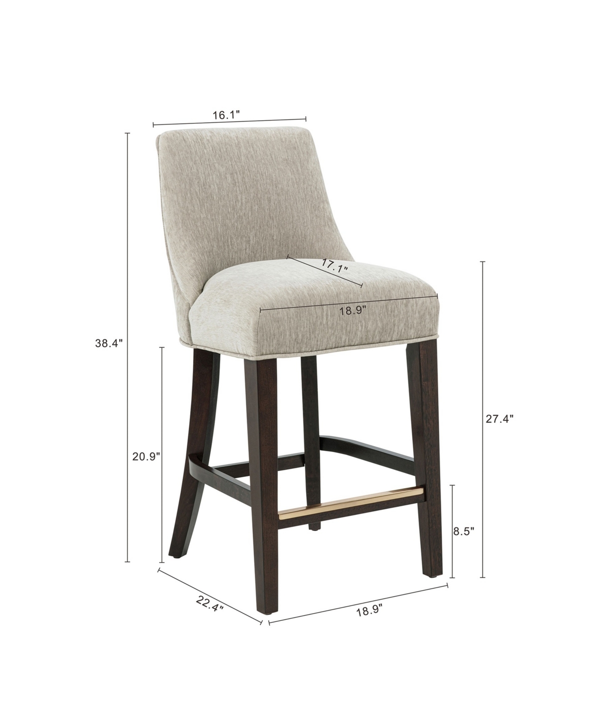 Manhattan Comfort 38.4" Beever Chenille Upholstered Counter Stool In Brown