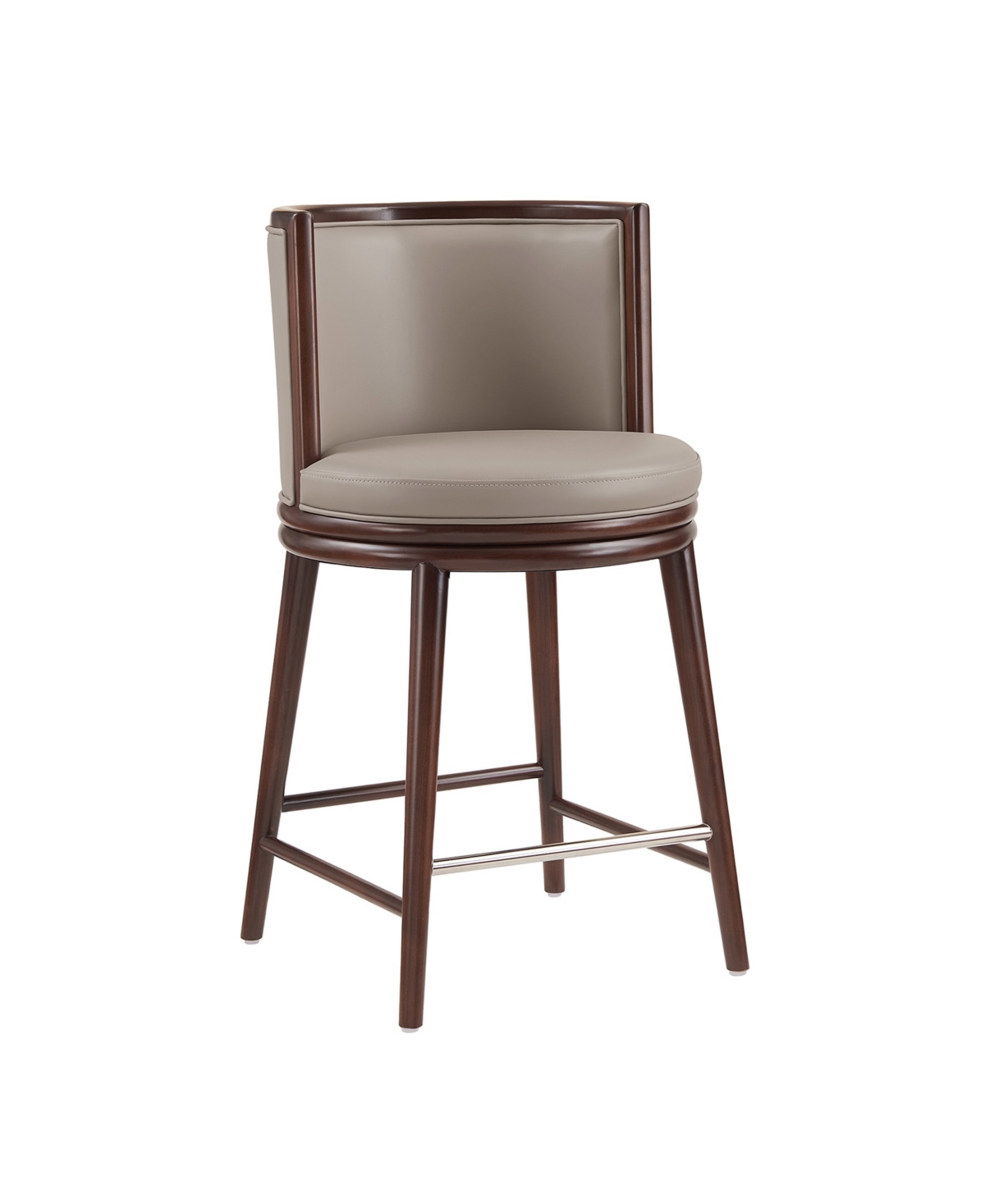 Manhattan Comfort 37.6" Evalyn Faux Leather Upholstered Counter Stool In Brown