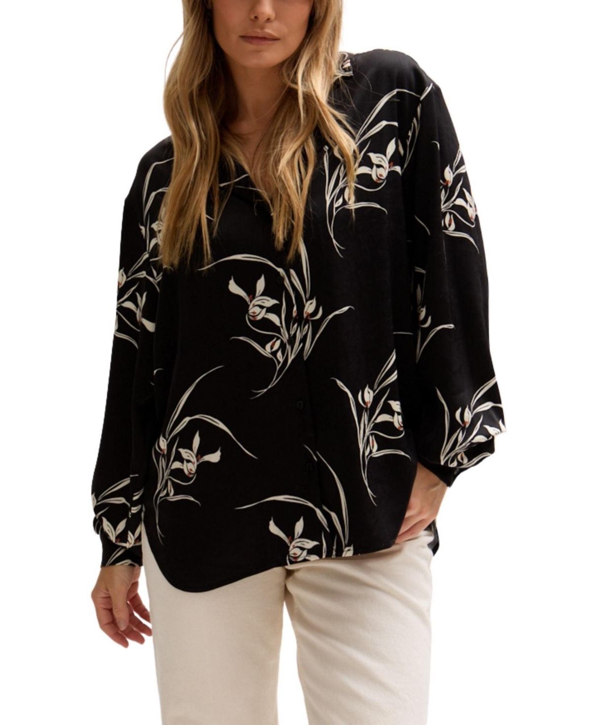 Women's Lillibet Large Floral Print Shirt - Natural
