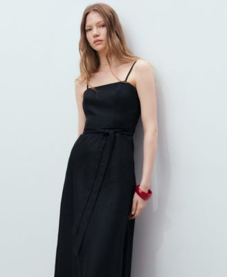 Women's Bow Linen-Blend Dress