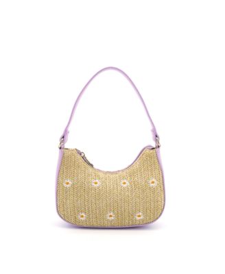 Nyomi Floral Straw Top Handle Shoulder Bag