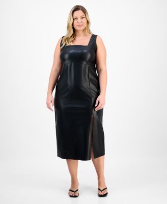 Bar III - Trendy Plus Size Faux-Leather Midi Dress