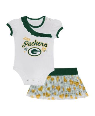 Outerstuff - Baby Boys and Girls 2-Piece Green Bay Packers Love My Team Bodysuit and Skirt Set